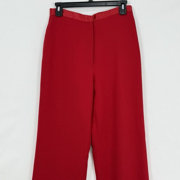 Red Dress Pants Lined Women’s Size S Approx Zip Side Classic Straight Leg - Picture 3 of 13